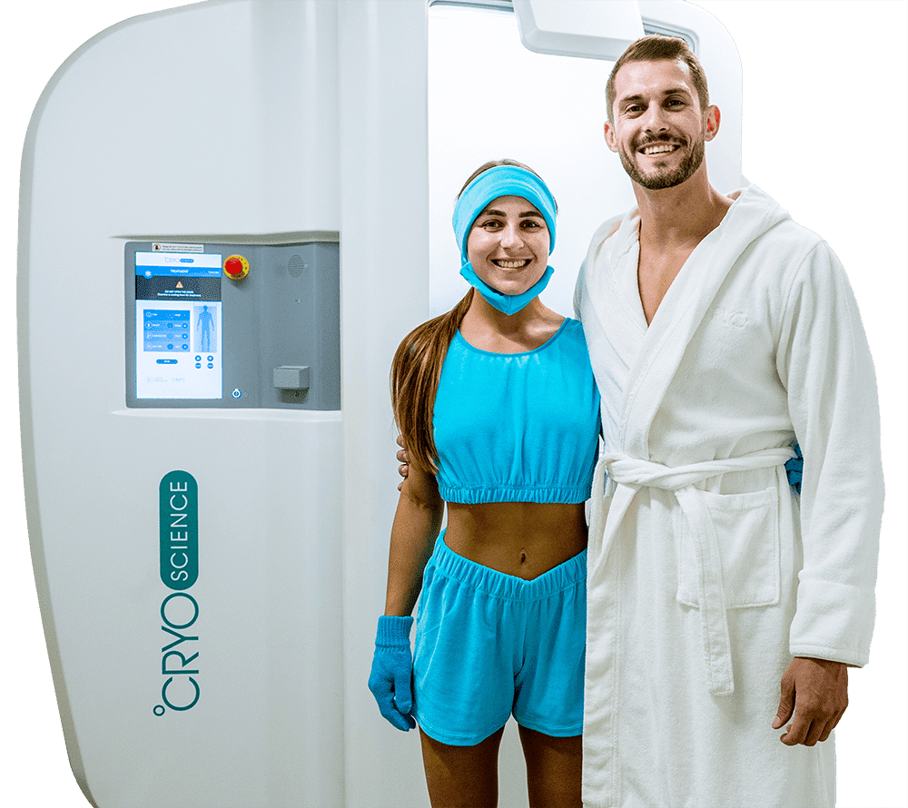 Happy couple trying cryotherapy